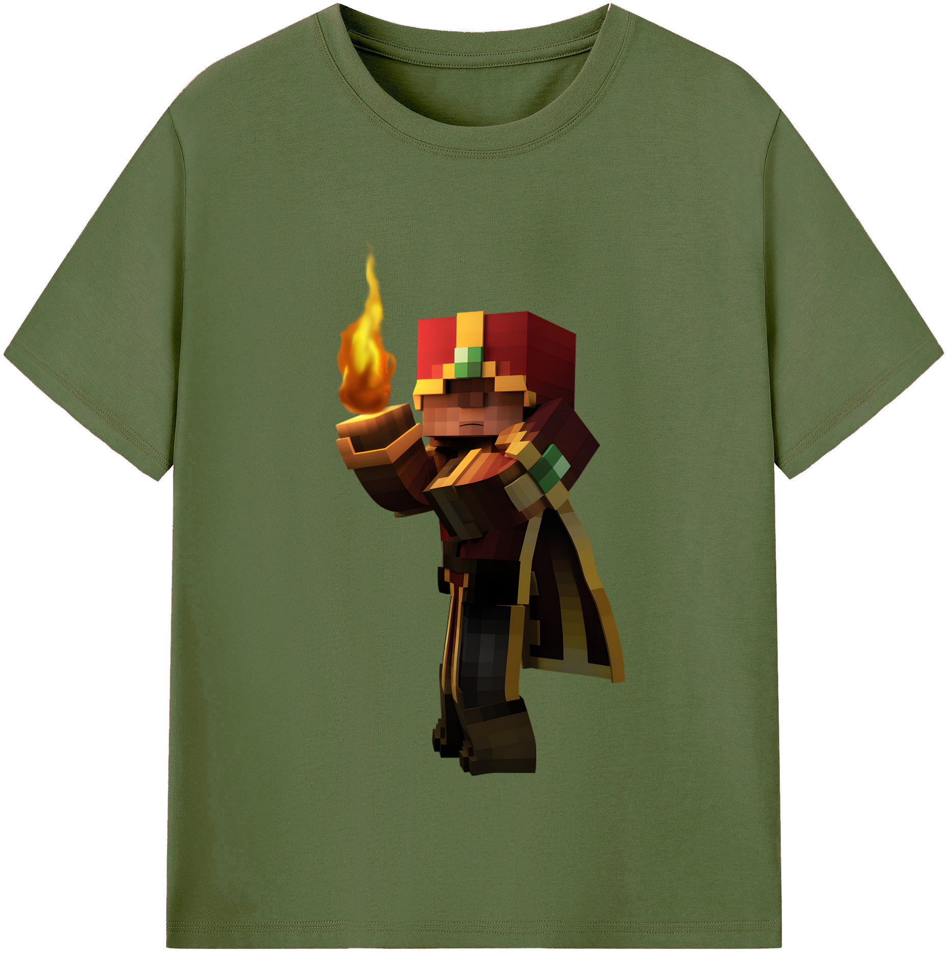 （画像用） マインクラフト ブロックの世界 Minecraft MC Block world 綿100％半袖Tシャツ（フロントプリント）